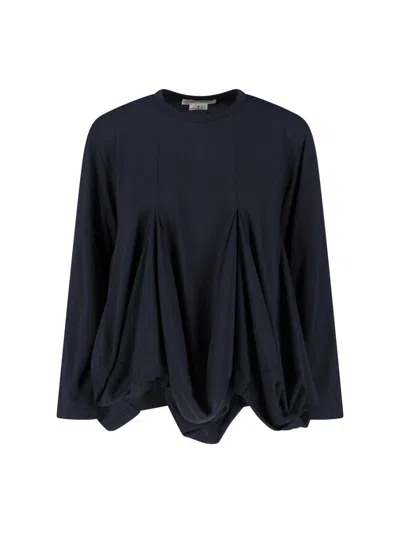 Comme Des Garçons Knitwear Long Sleeves Round Neck Pleated Design In Black