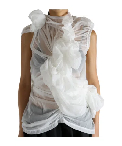 Comme Des Garçons Pleated Top In White