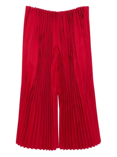 Comme Des Garçons Pleated Trousers In Red