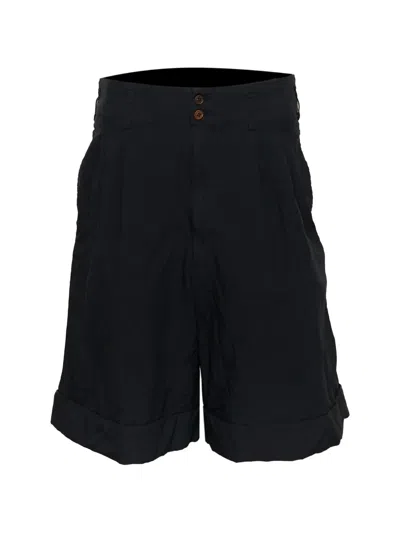 Comme Des Garçons Pleated Turn-up Shorts In Black