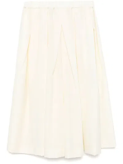 Comme Des Garçons Pleated Wide-leg Pants In Nude