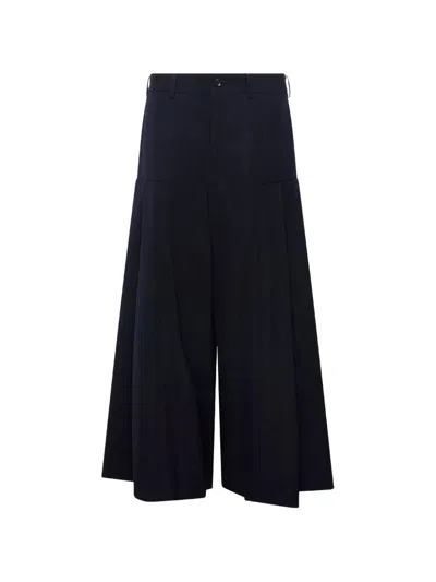 Comme Des Garçons Pleated Wide-leg Trousers In Blue