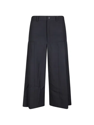 Comme Des Garçons Pleated Wool Trousers In Blue