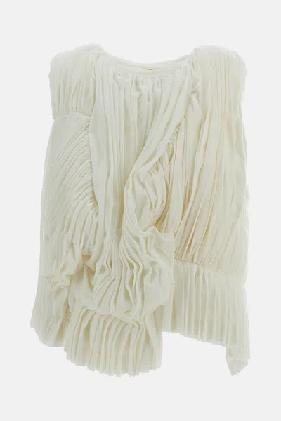Comme Des Garçons Plisse Sleeveless Top In White