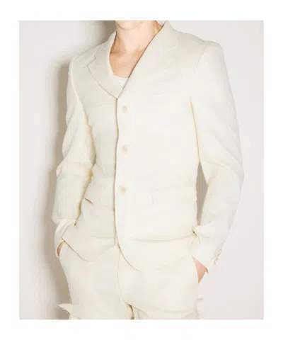 Comme Des Garçons Plus Single Breasted Tailored Blazer In White