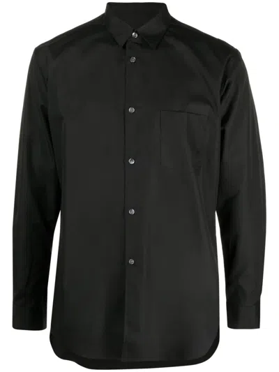 Comme Des Garçons Pointed Collar Cotton Shirt In Black