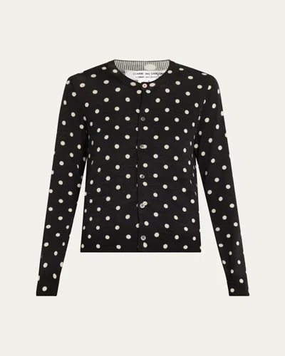 Comme Des Garçons Black Polka Dots Pattern Print Cardigan