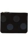 Comme Des Garçons Polka Dot Canvas Pouch With Zip Accessories In Black