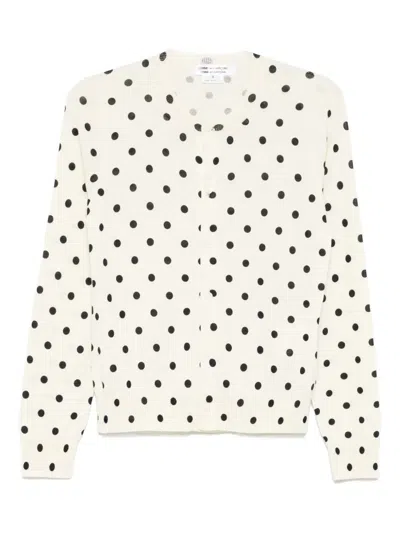 Comme Des Garçons Polka-dot Cardigan In Neutral