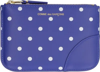 Comme Des Garçons Polka-dot Coin Pouch In Navy Navy