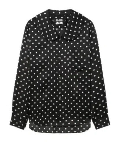Comme Des Garçons Polka Dot Collared Shirt In Black