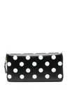 Comme Des Garçons Dots Printed Leather Line Zip Around In Black