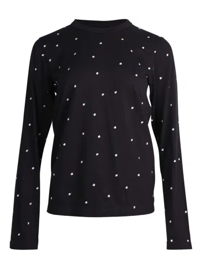 Pre-owned Comme Des Garçons Polka-dot Cotton Top In Black