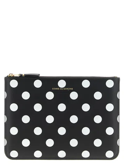 Comme Des Garçons Polka Dot Cowhide Card Case In Black