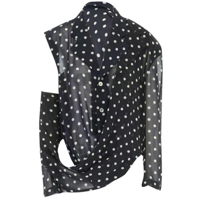 Comme Des Garçons Comme Des Garcons Polka Dot Dual Layer Draped Ont Blazer In Black