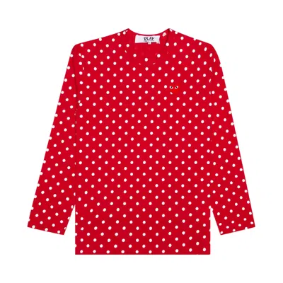 Pre-owned Comme Des Garçons Polka Dot Long-sleeve Tee 'red' | Men's Size L
