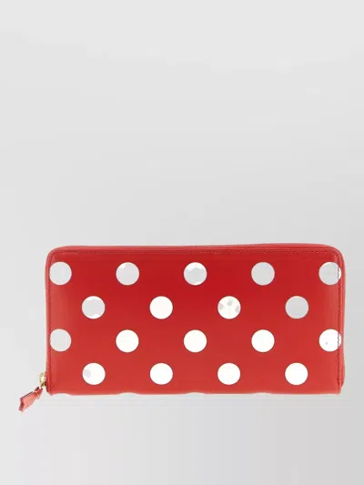 Comme Des Garçons Polka Dot Motif Leather Cardholder Wallet In Red