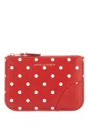 Comme Des Garçons Unisex Red Leather Polka Dot Wallet With Gold Zip
