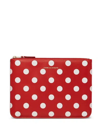 Comme Des Garçons Polka-dot Pouch In Red