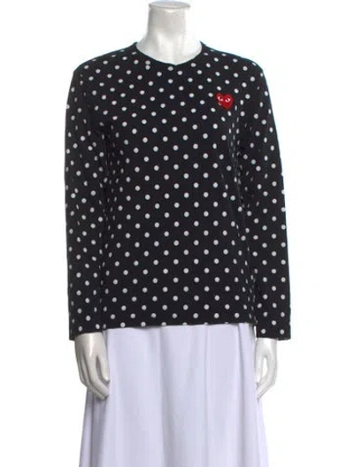 Pre-owned Comme Des Garçons Polka Dot Print Crew Neck Blouse In Black