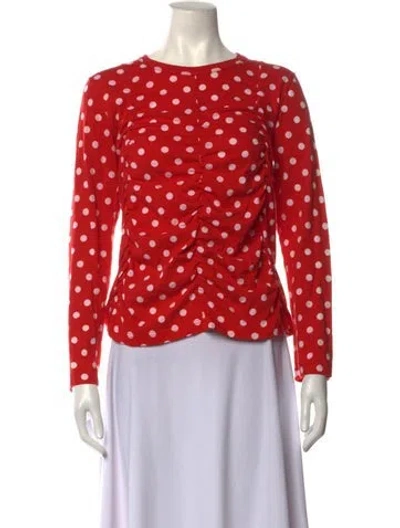 Pre-owned Comme Des Garçons Polka Dot Print Crew Neck Blouse In Red