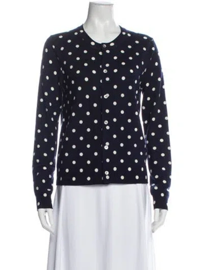 Pre-owned Comme Des Garçons Polka Dot Print Crew Neck Sweater In Blue