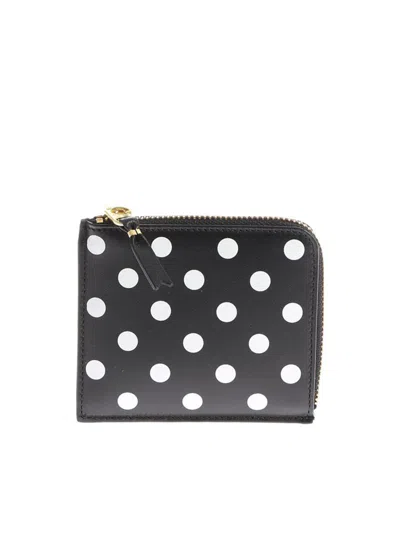 Comme Des Garçons Polka Dot Print Leather Clutch In Black