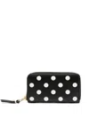 Comme Des Garçons Polka Dot-print Leather Wallet In Black