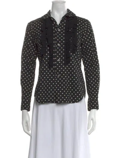 Pre-owned Comme Des Garçons Polka Dot Print Long Sleeve Blouse In Black