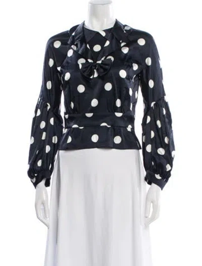 Pre-owned Comme Des Garçons Polka Dot Print Long Sleeve Blouse In White