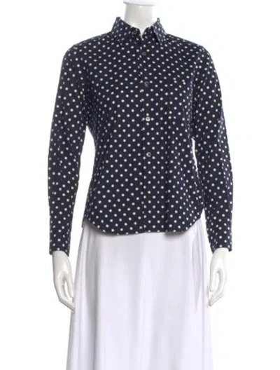 Pre-owned Comme Des Garçons Polka Dot Print Long Sleeve Button-up Top In Blue
