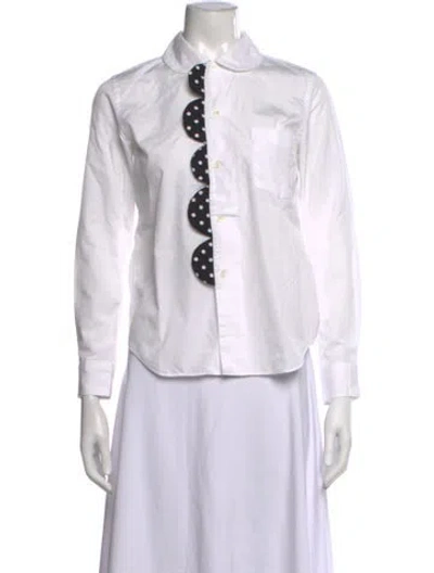 Pre-owned Comme Des Garçons Polka Dot Print Long Sleeve Button-up Top In White