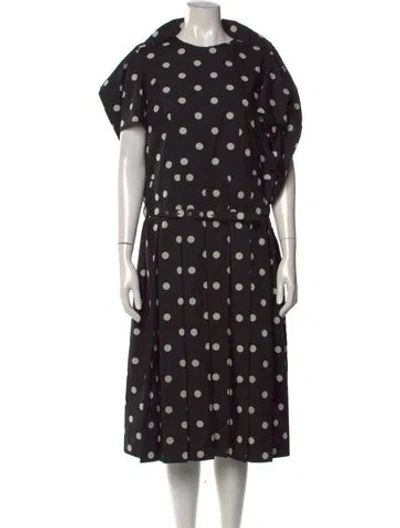 Pre-owned Comme Des Garçons Polka Dot Print Midi Length Dress In Black