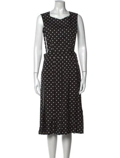 Pre-owned Comme Des Garçons Polka Dot Print Midi Length Dress In Black
