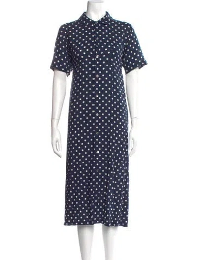 Pre-owned Comme Des Garçons Polka Dot Print Midi Length Dress In Blue