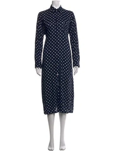 Pre-owned Comme Des Garçons Polka Dot Print Midi Length Dress In Blue