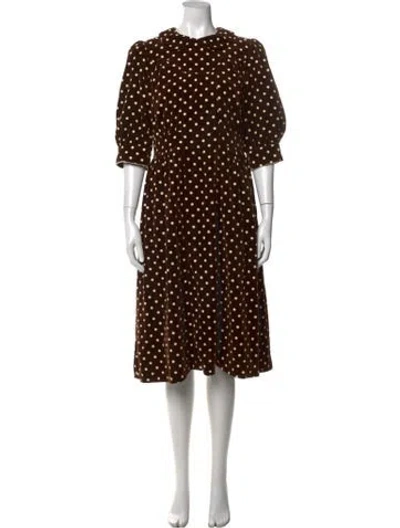 Pre-owned Comme Des Garçons Polka Dot Print Midi Length Dress In Brown