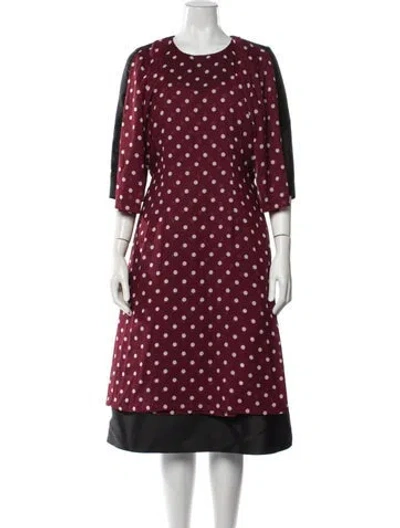 Pre-owned Comme Des Garçons Polka Dot Print Midi Length Dress In Burgundy