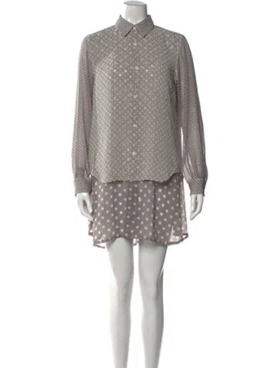 Pre-owned Comme Des Garçons Polka Dot Print Mini Dress In Gray