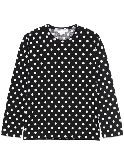 Comme Des Garçons Polka-dot Jersey T-shirt In Black