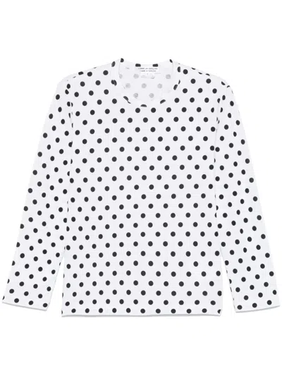Comme Des Garçons Polka Dot-print T-shirt In White