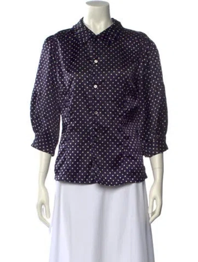 Pre-owned Comme Des Garçons Polka Dot Print Three-quarter Sleeve Button-up Top In Multi