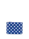 Comme Des Garçons Wallet Polka Dot Wallet With Zip In Blue