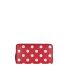 Comme Des Garçons Dots Printed Leather Line Zip Around Accessories In Red