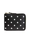 Comme Des Garçons Dots Printed Small Zip Around Wallet In Black