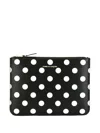 Comme Des Garçons Polka Dot-printed Zip-up Pouch In Black
