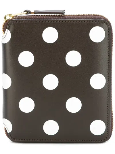 Comme Des Garçons Polka Dot Wallet In Brown