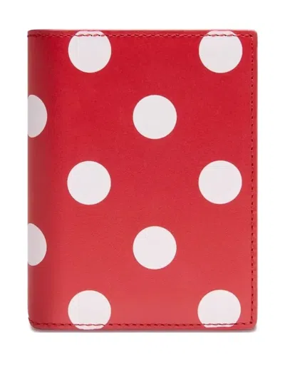 Comme Des Garçons Polka-dot Wallet In Red