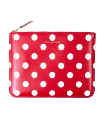 Comme Des Garçons Polka Dot Wallet In Red