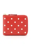 Comme Des Garçons Leather Polkadot Wallet With Zipper In Red Red